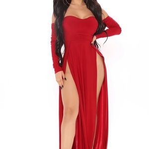 Fashion Nova Elegantly Fab Off Shoulder Maxi Dress